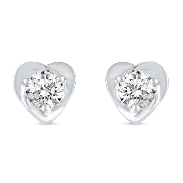 Floating Single Stone Petite Fleur Flower Petal Earrings in 925 Sterling Silver (Select Design)