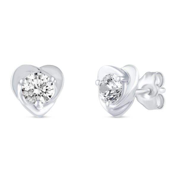 Floating Single Stone Petite Fleur Flower Petal Earrings in 925 Sterling Silver (Select Design)