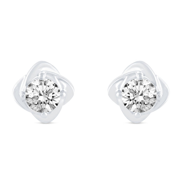 Floating Single Stone Petite Fleur Flower Petal Earrings in 925 Sterling Silver (Select Design)