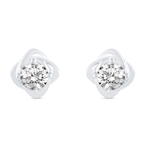 Floating Single Stone Petite Fleur Flower Petal Earrings in 925 Sterling Silver (Select Design)