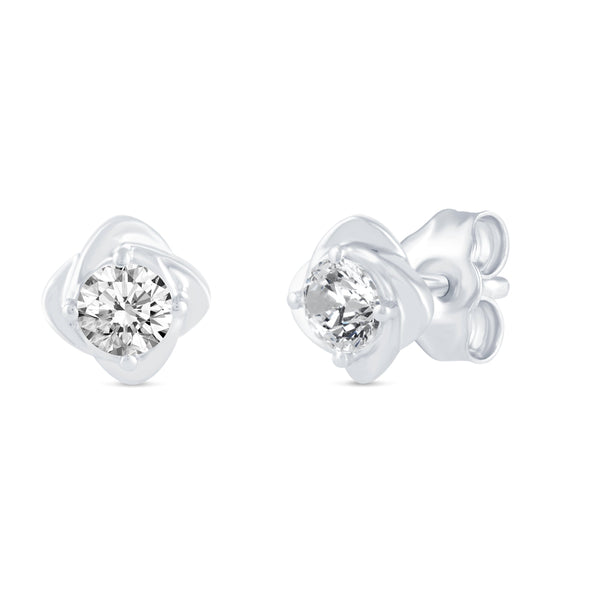 Floating Single Stone Petite Fleur Flower Petal Earrings in 925 Sterling Silver (Select Design)