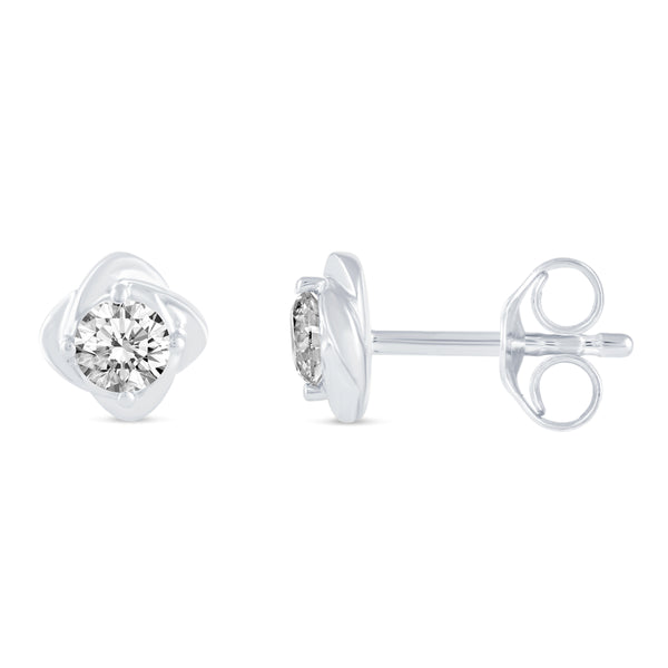 Floating Single Stone Petite Fleur Flower Petal Earrings in 925 Sterling Silver (Select Design)