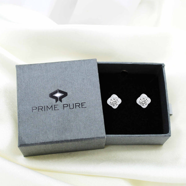 Floating Single Stone Petite Fleur Flower Petal Earrings in 925 Sterling Silver (Select Design)