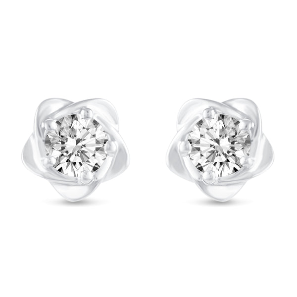 Floating Single Stone Petite Fleur Flower Petal Earrings in 925 Sterling Silver (Select Design)