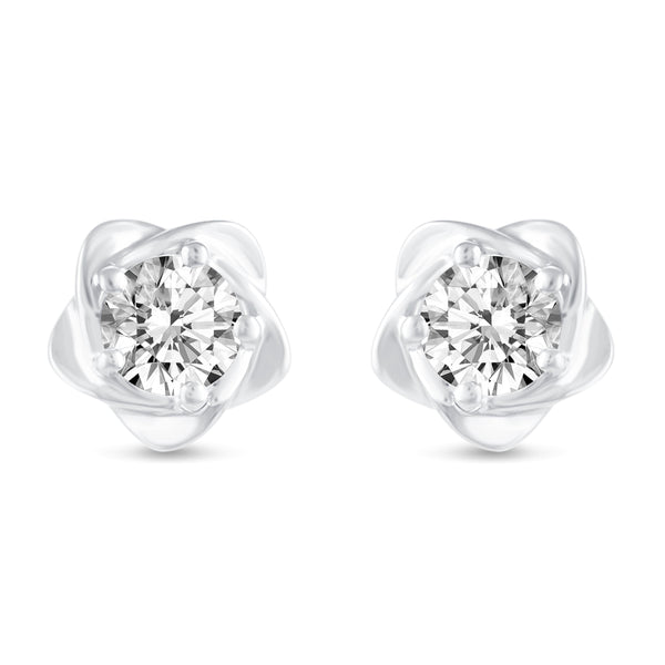 Floating Single Stone Petite Fleur Flower Petal Earrings in 925 Sterling Silver (Select Design)