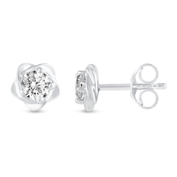 Floating Single Stone Petite Fleur Flower Petal Earrings in 925 Sterling Silver (Select Design)