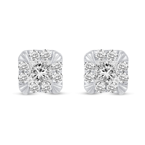 Princess Cut Studs Earrings in 925 Sterling Silver