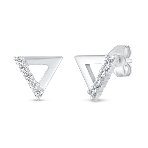 1/6 Cttw Triangle Trillion Studs Earrings in 925 Sterling Silver