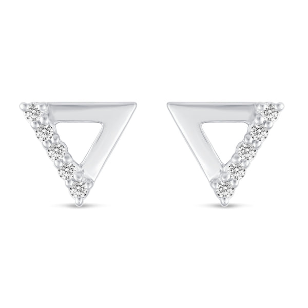 1/6 Cttw Triangle Trillion Studs Earrings in 925 Sterling Silver