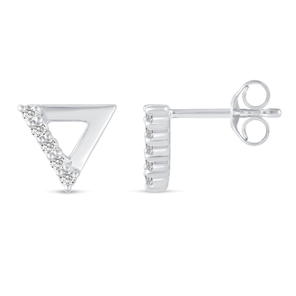 1/6 Cttw Triangle Trillion Studs Earrings in 925 Sterling Silver