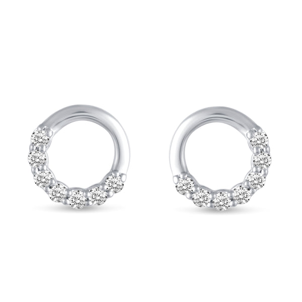 1/6 Cttw Forever Circle Pave Ring Studs Earrings in 925 Sterling Silver