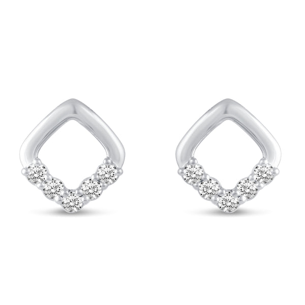 1/10 Cttw Open Square Studs Earrings in 925 Sterling Silver