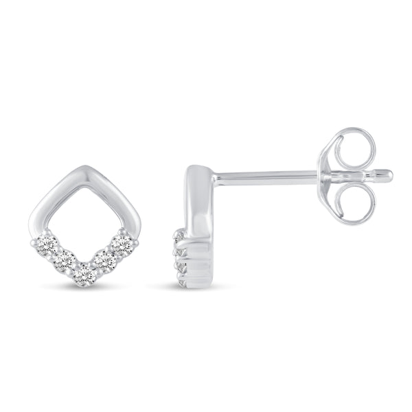 1/10 Cttw Open Square Studs Earrings in 925 Sterling Silver