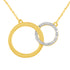 Double Circle 1/20 Cttw CZ Pendant Necklace set in 925 Sterling Silver (Yellow Gold)