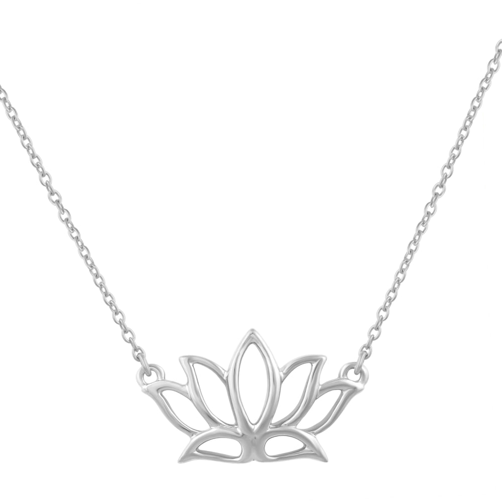 Prime and Pure Tiny Lotus Charm Necklace Pendant in 925 Sterling Silver
