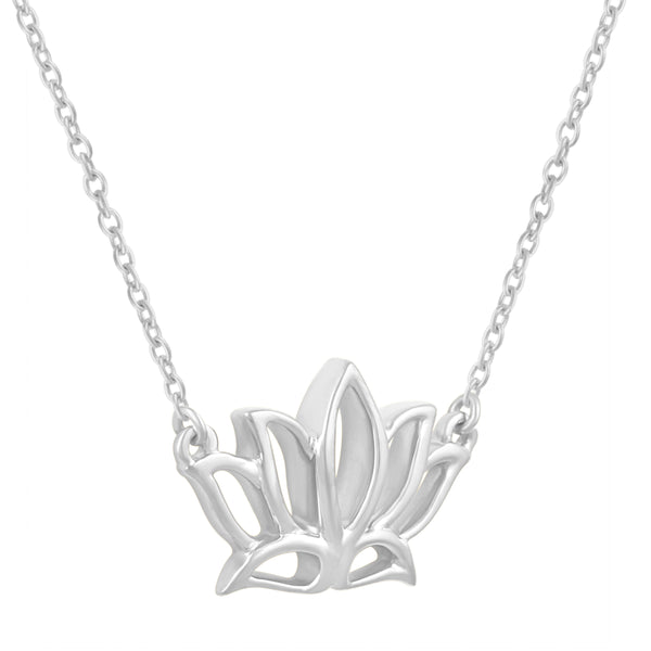 Tiny Lotus Charm Necklace Pendant in 925 Sterling Silver - Prime and Pure