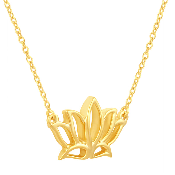 Tiny Lotus Charm Necklace Pendant in 925 Sterling Silver - Prime and Pure