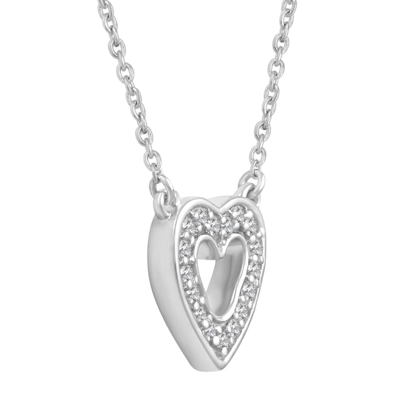 Open Heart Love Necklace Pendant in 925 Sterling Silver - Prime and Pure