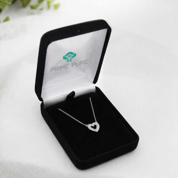 Open Heart Love Necklace Pendant in 925 Sterling Silver - Prime and Pure