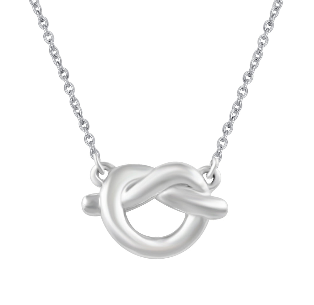 Prime and Pure Tiny Knot Heart Charm Necklace Pendant in 925 Sterling Silver