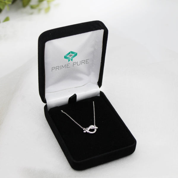 Tiny Knot Heart Charm Necklace Pendant in 925 Sterling Silver - Prime and Pure