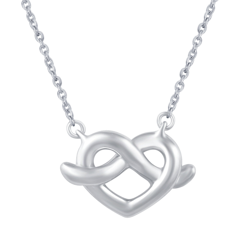 Prime and Pure Loves Me Knot Heart Charm Necklace Pendant in 925 Sterling Silver