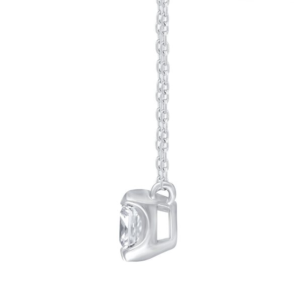 1/2 Cttw CZ Princess Cut Petite Pendant Necklace set in 925 Sterling Silver