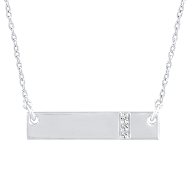 1/3 Cttw CZ Stone Accent Bar Pendant Necklace set in 925 Sterling Silver