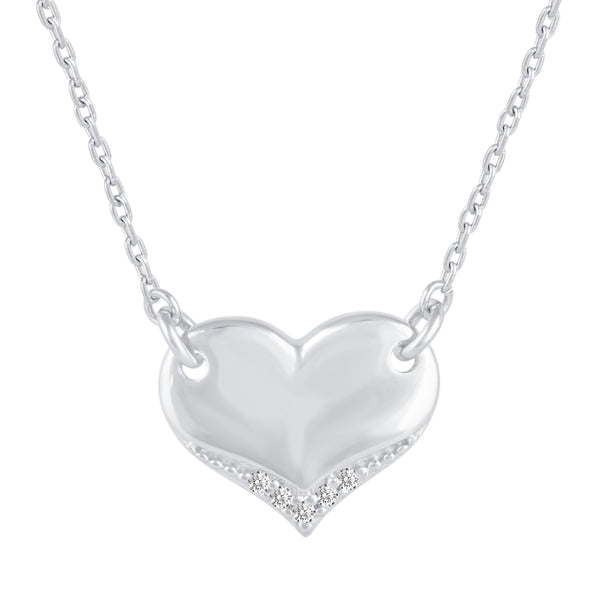 1/3 Cttw CZ Stone Accent Heart Pendant Necklace set in 925 Sterling Silver