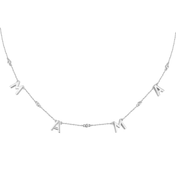 MAMA 1/10 Cttw CZ Pendant Necklace Set in 925 Sterling Silver