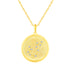 1/20 Cttw CZ Zodiac Astrology Satin Finish Pendant Necklace set Yellow Gold plating