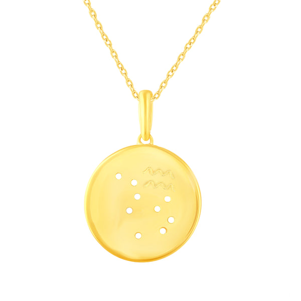 1/20 Cttw CZ Zodiac Astrology Halo Pendant Necklace set Yellow Gold plating