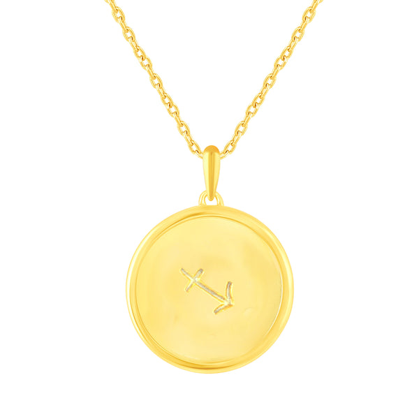 1/20 Cttw CZ Zodiac Black Enamel Astrology Pendant Necklace set in 925 Sterling Silver Yellow Gold  SAGITTARIUS