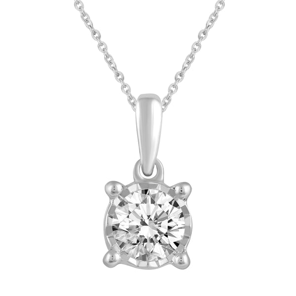 Prime and Pure 1/2ctw CZ Round Pendant Necklace set in 925 Sterling Silver