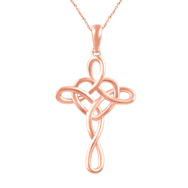 Love Knot Cross Infinity Heart Necklace Pendant  primeandpureLove Knot Cross Infinity Heart Necklace Pendant in 925 Sterling Silver Pink Rose Gold jewelry