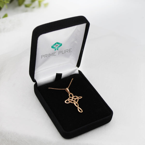 Love Knot Cross Infinity Heart Necklace Pendant in 925 Sterling Silver Pink Rose Gold jewelry