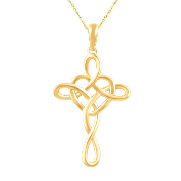 Love Knot Cross Infinity Heart Necklace Pendant in 925 Sterling Silver Pink Rose Gold - Prime and Pure