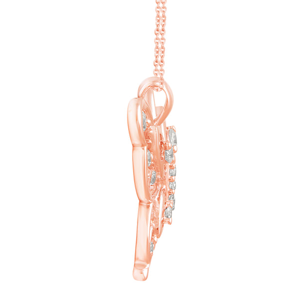 Open Butterfly Filigree Lace Necklace Pendant in 925 Sterling Silver Pink Rose Gold - Prime and Pure