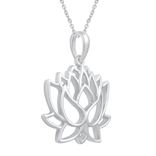 Open Lotus Flower Charm Necklace Pendant sterlingsilver925 jewelry primeandpure