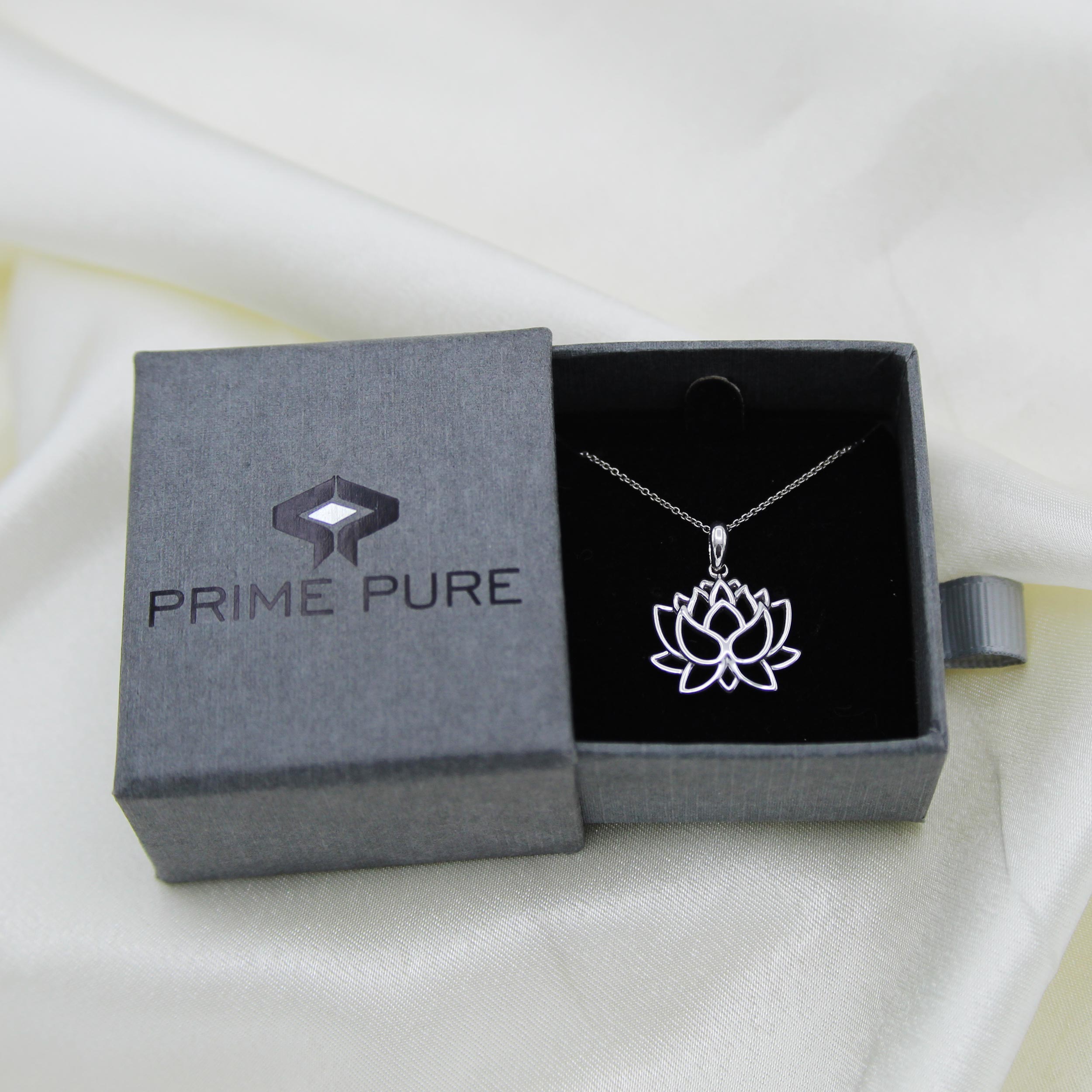 Lotus Flower Charm Necklace —