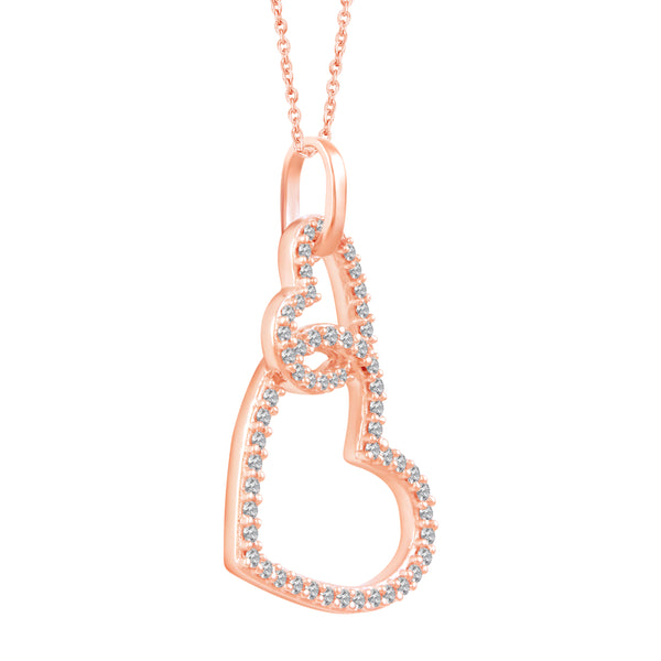 Double Open Heart Charm Necklace Pendant rosegold jewelry