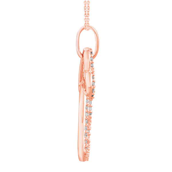 Double Open Heart Charm Necklace Pendant in 925 Sterling Silver Pink Rose Gold - Prime and Pure