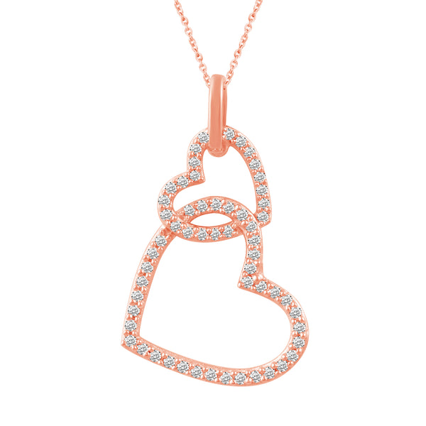 Double Open Heart Charm Necklace Pendant rosegold jewelry