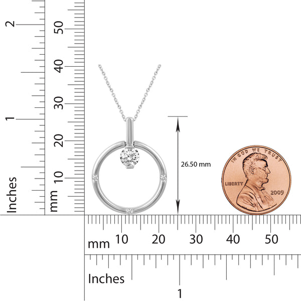 Open Circle Ring Necklace Pendant in 925 Sterling Silver - Prime and Pure