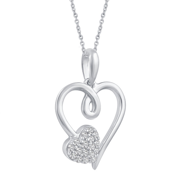 Duo Love Heart Pave Swirl Necklace Pendant  sterlingsilver primeandpure