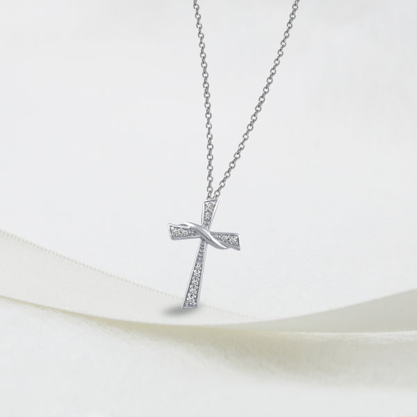 Cross Charm Necklace Pendant in 925 Sterling Silver