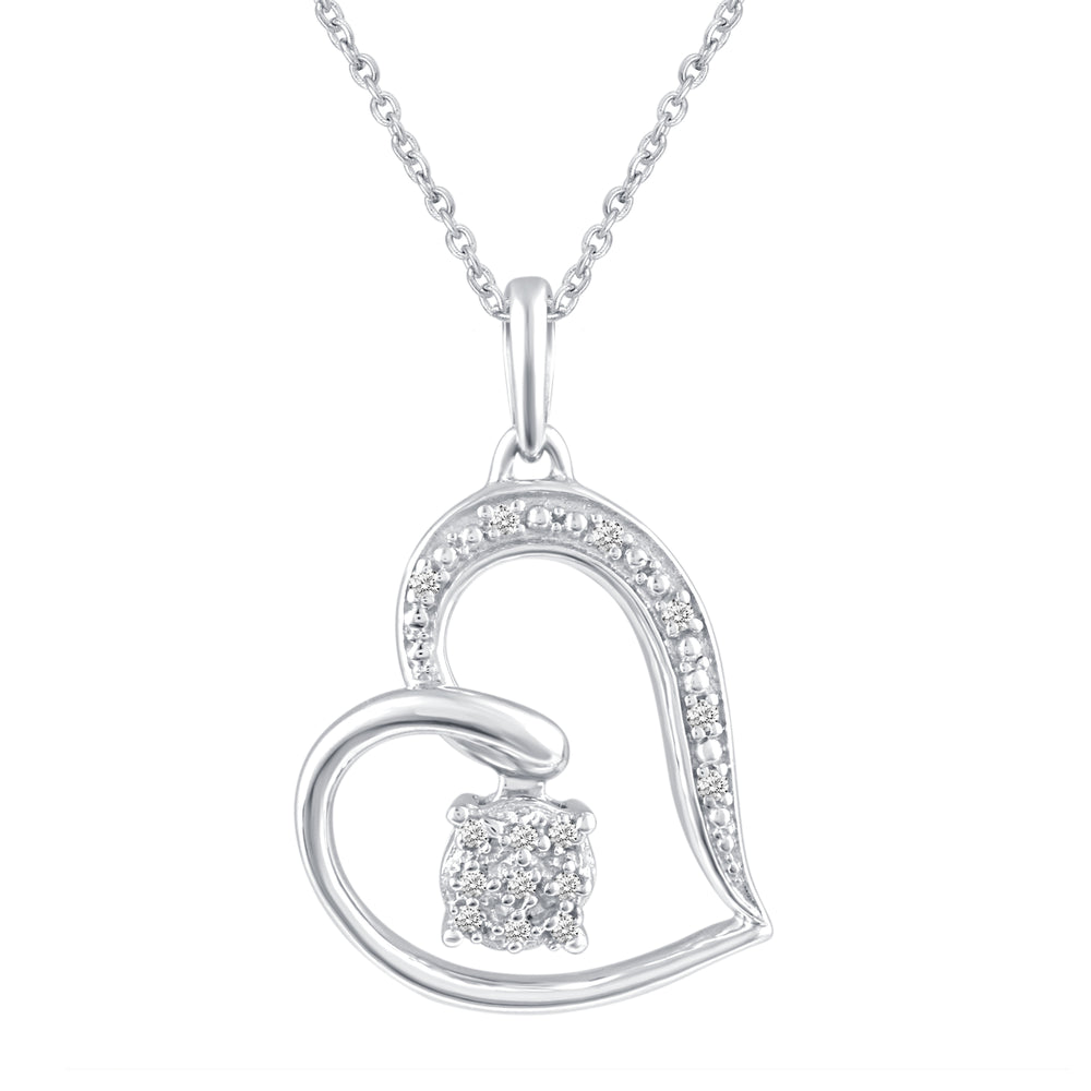 Prime and Pure Open Swirl Love Heart Charm Necklace Pendant in 925 Sterling Silver