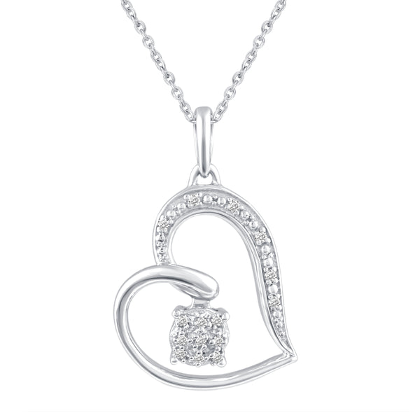 Open Swirl Love Heart Charm Necklace Pendant  silver925 primeandpure