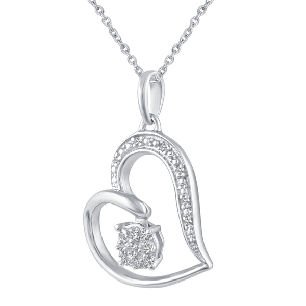 Open Swirl Love Heart Charm Necklace Pendant in 925 Sterling Silver - Prime and Pure