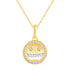 1/10 Cttw CZ EMOJI Smiling Face Pendant Necklace set in 925 Sterling Silver Yellow Gold